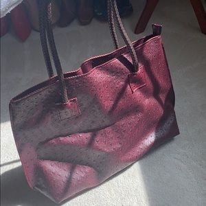 Maroon ostrich bag